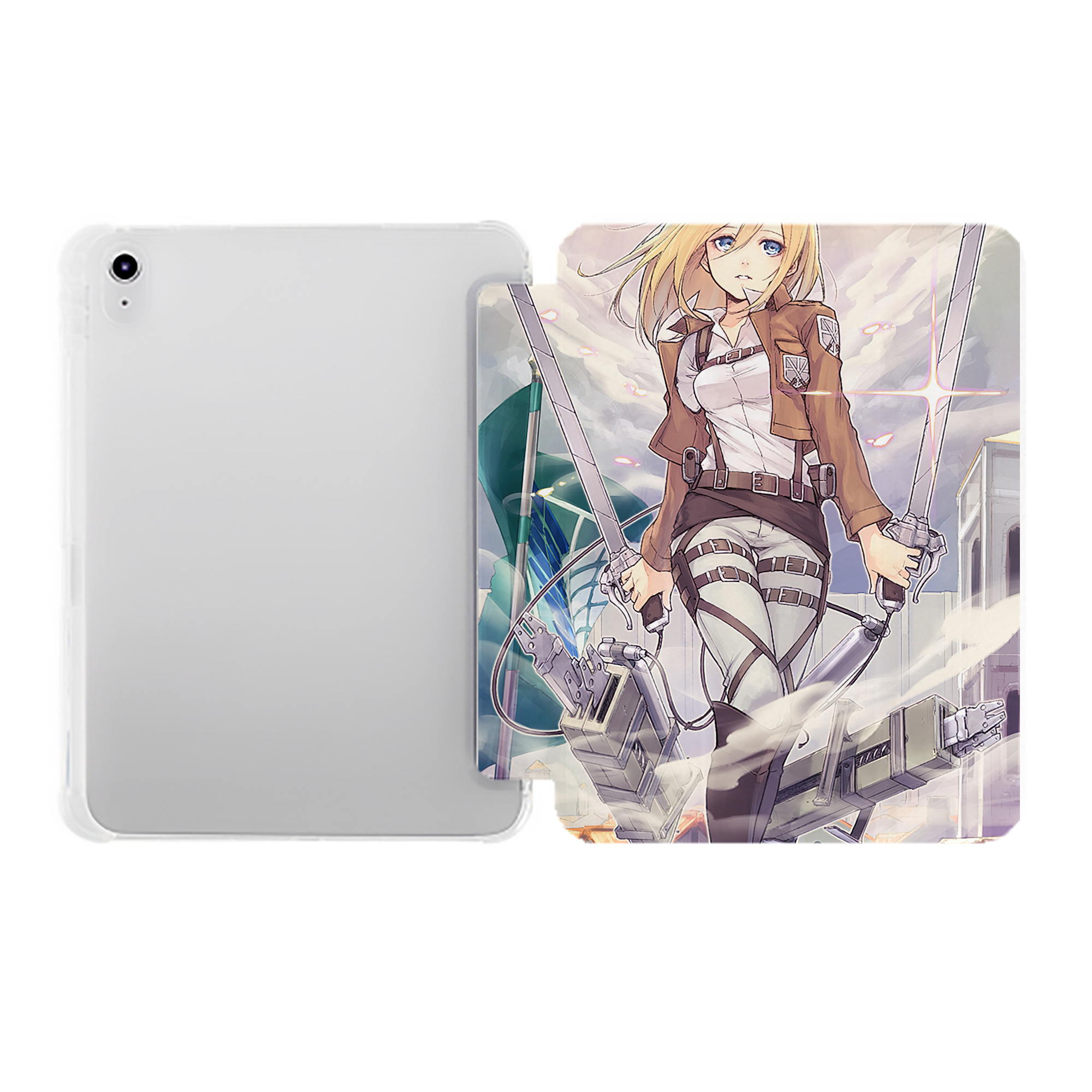 （画像用） 進撃の巨人 Attack on Titan IPad ケース ペン収納付き 三つ折りスタンド PUレザー×シリコン 対応機種9.5/10.5/10.9インチ